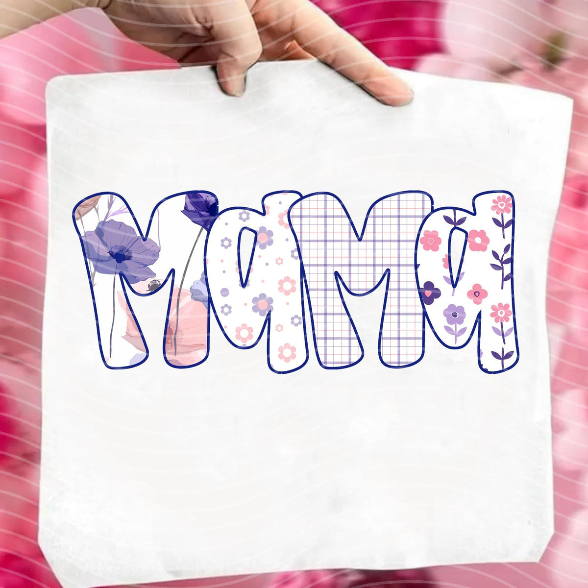 Mama Pink Purple Floral Name Graphic Tee product image 1