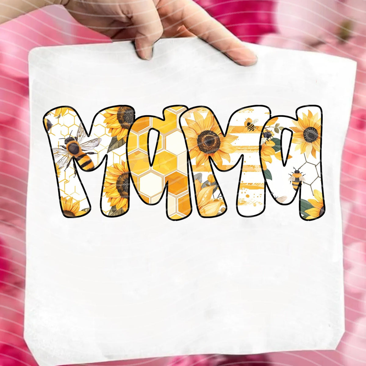 Mama Bee Sunflower Name Graphic Tee product image 1