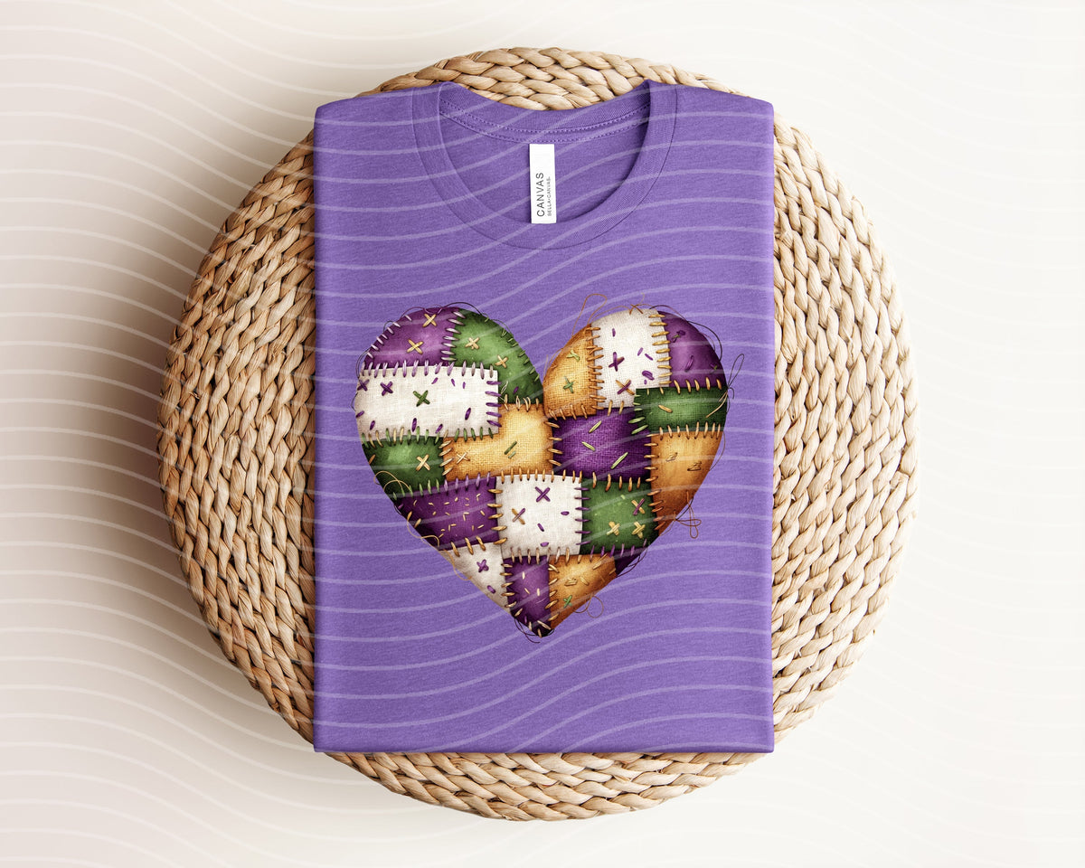 Patchwork Mardi Gras Heart Graphic Tee product image 1