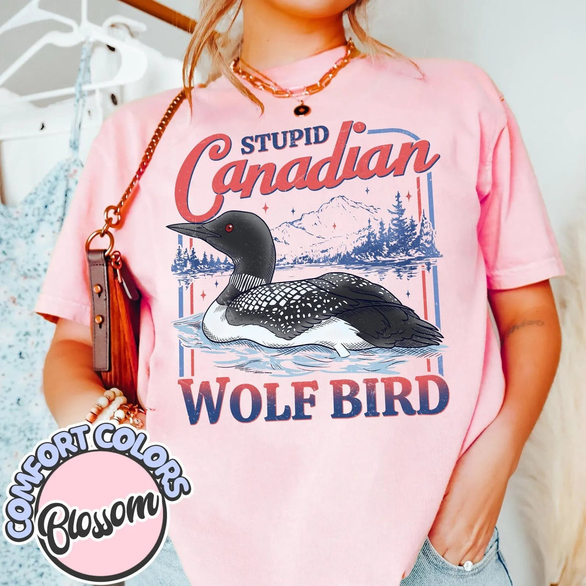 Stupid Canadian Wolf Bird Graphic Tee product image 1