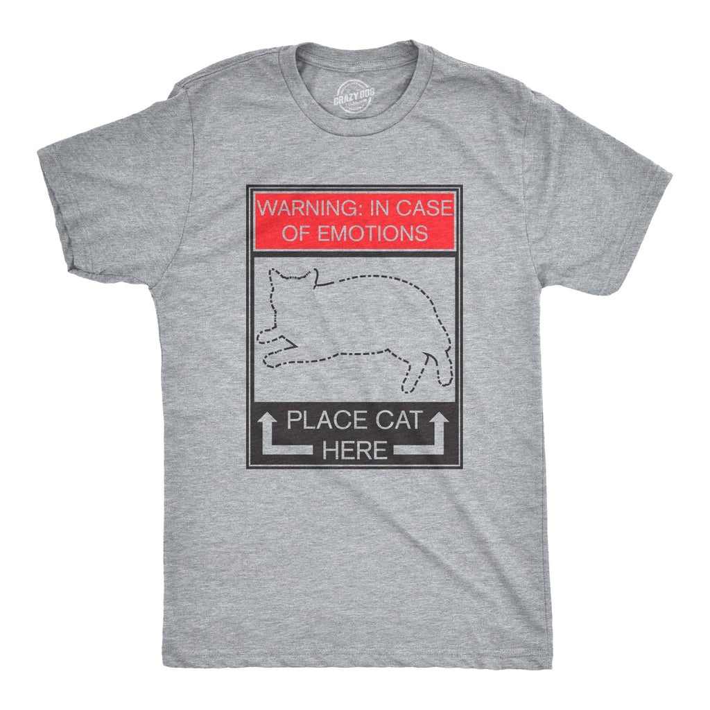 WARNING: In Case of Emotions, Place Cat Here Men's T Shirt product image 5
