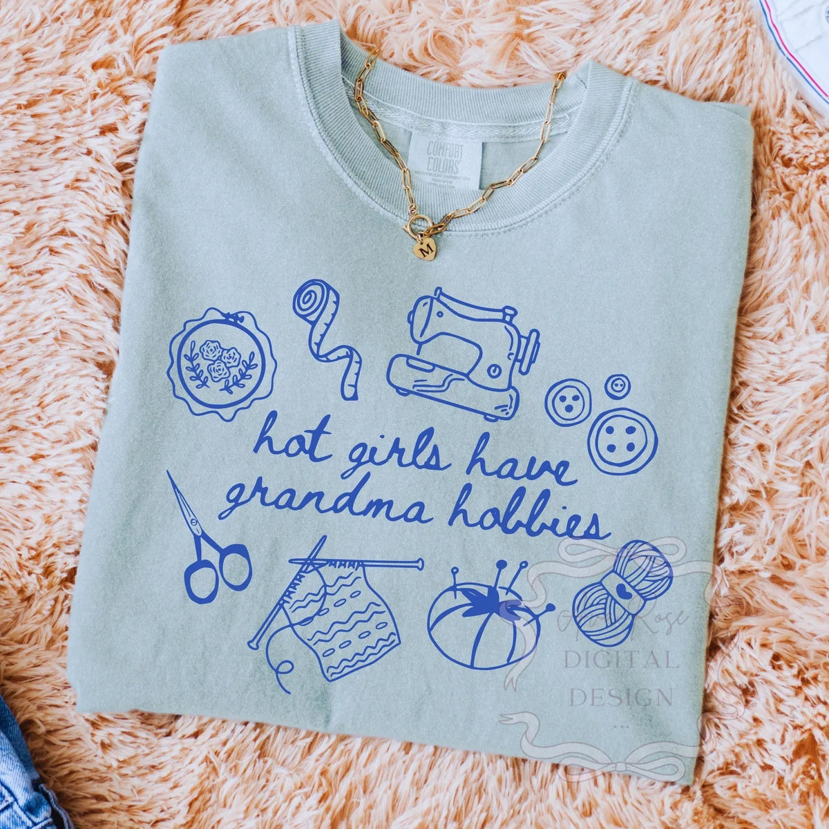 Hot Girls Have Grandma Hobbies Graphic Tee product image 1