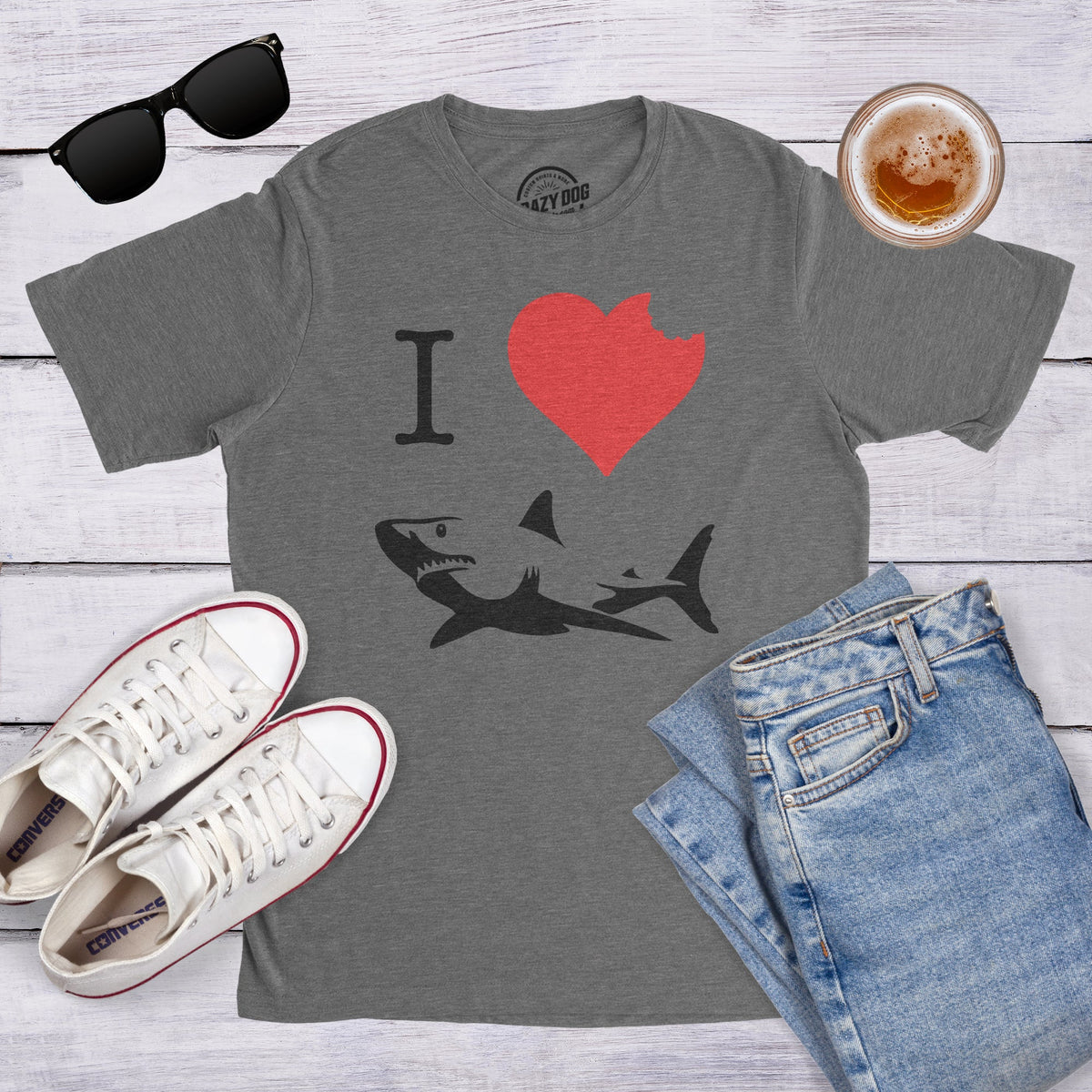 I Love Sharks Men's T Shirt product image 4