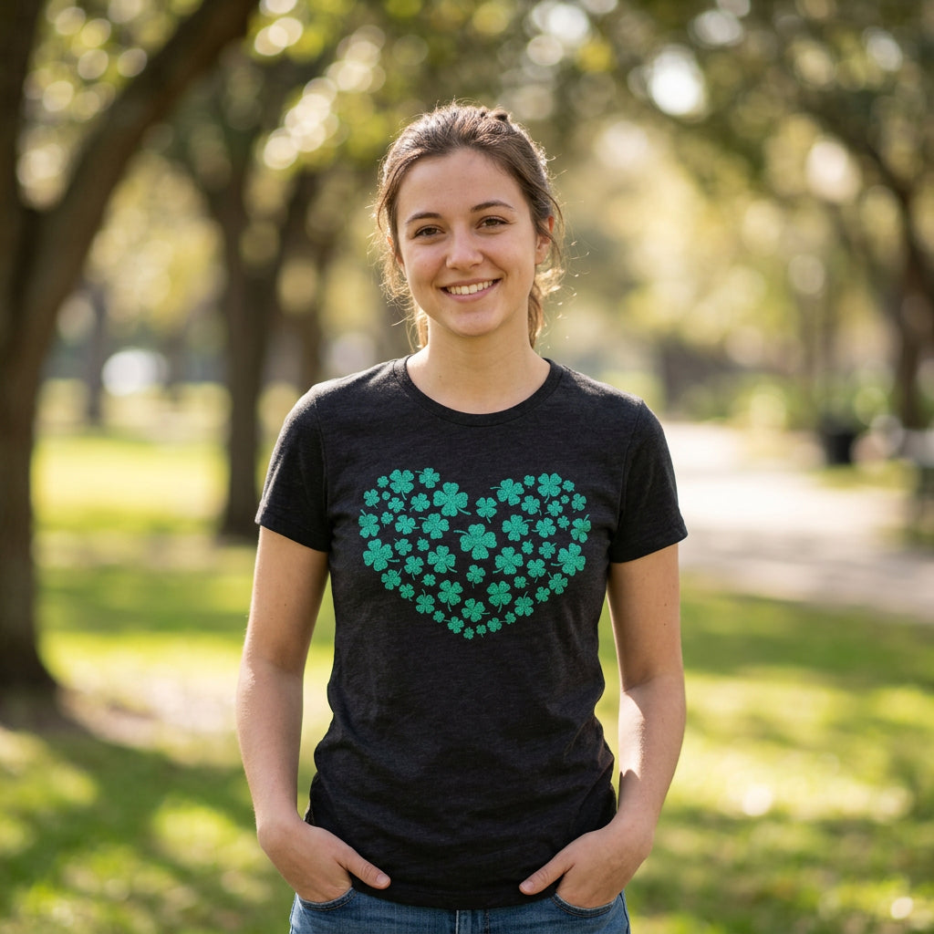 Glitter Clover Heart Women's T Shirt product image 6