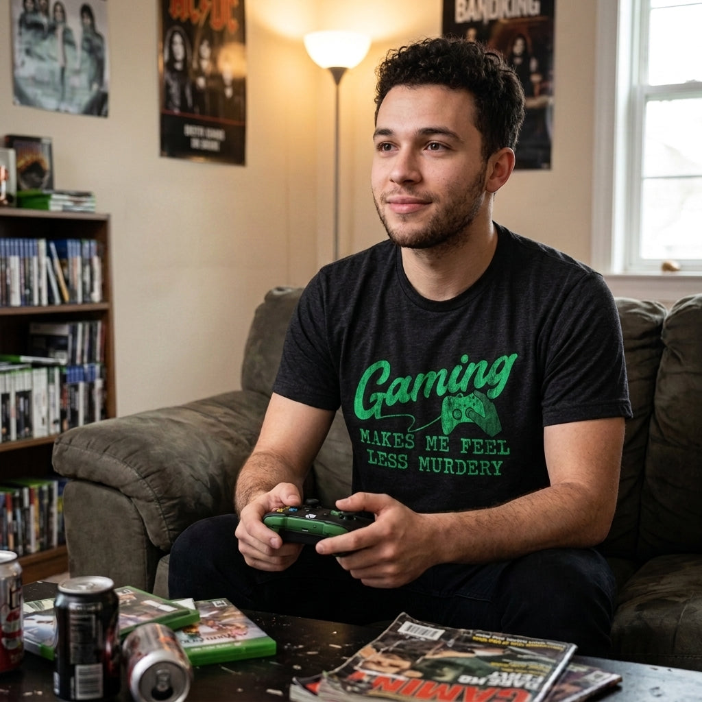 Gaming Makes Me Feel Less Murdery Men's T Shirt product image 2