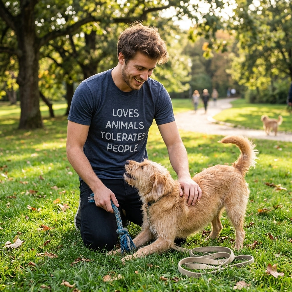 Loves Animals Tolerates People Men's T Shirt product image 2