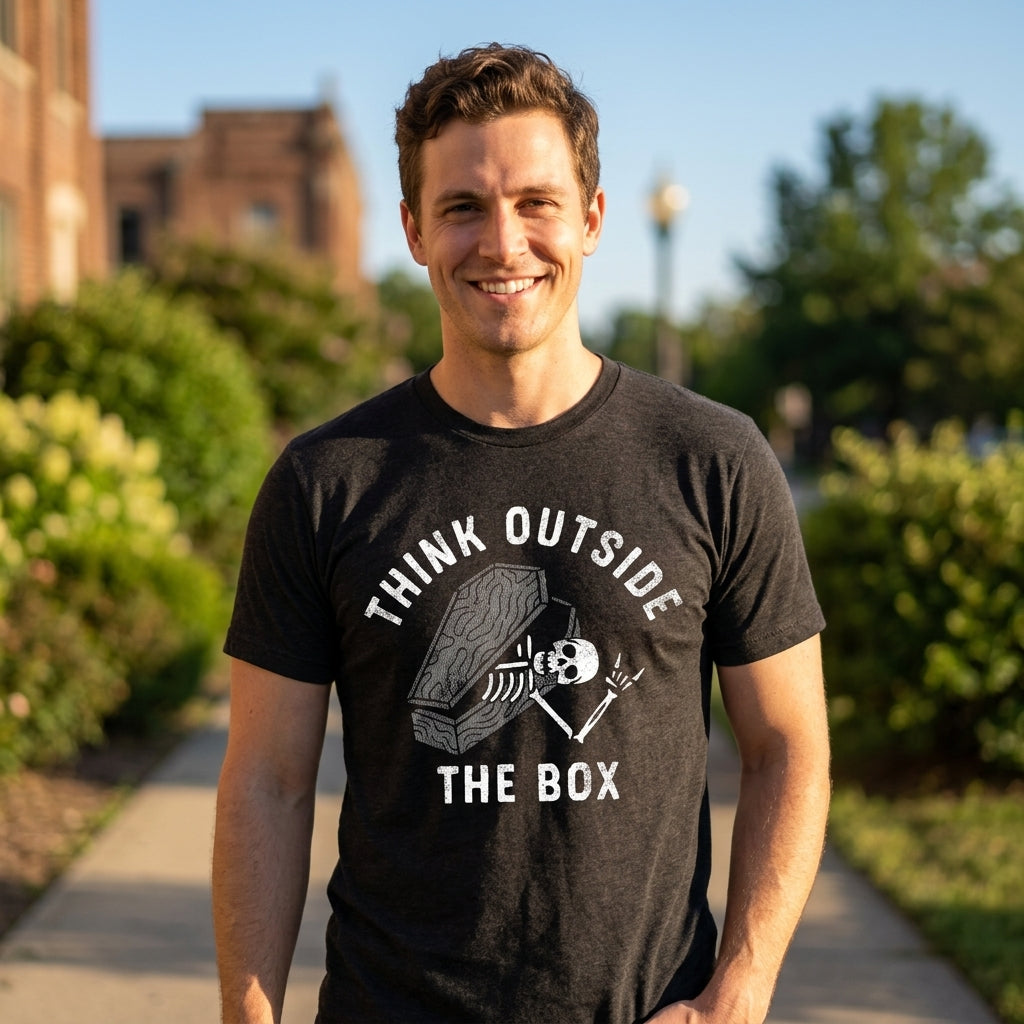 Think Outside The Box Coffin Men's T Shirt product image 2