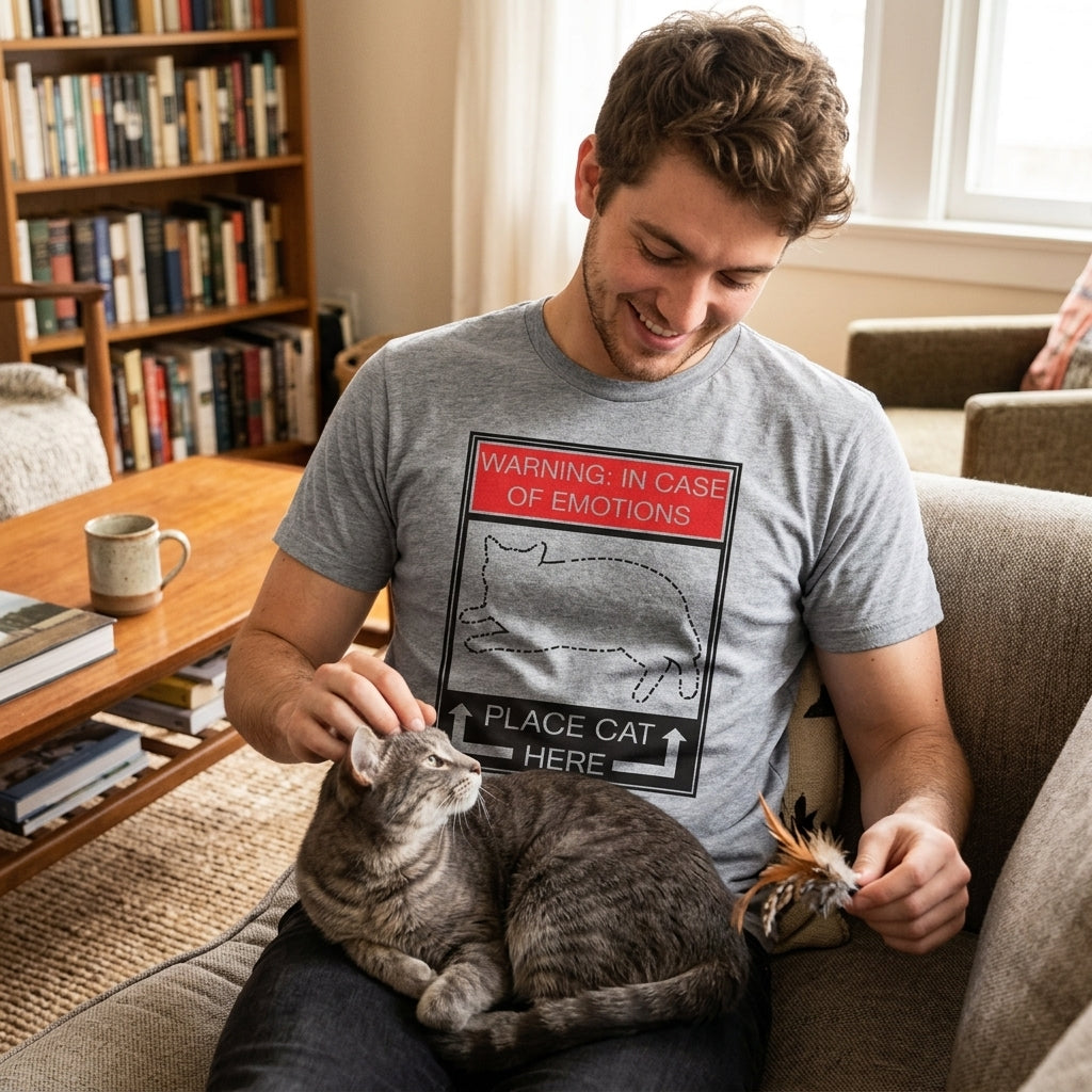 WARNING: In Case of Emotions, Place Cat Here Men's T Shirt product image 2