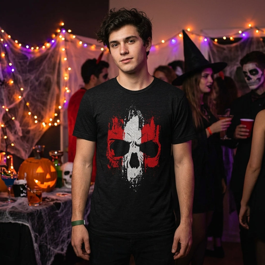 Grunge Striped Skull Men's T Shirt product image 2