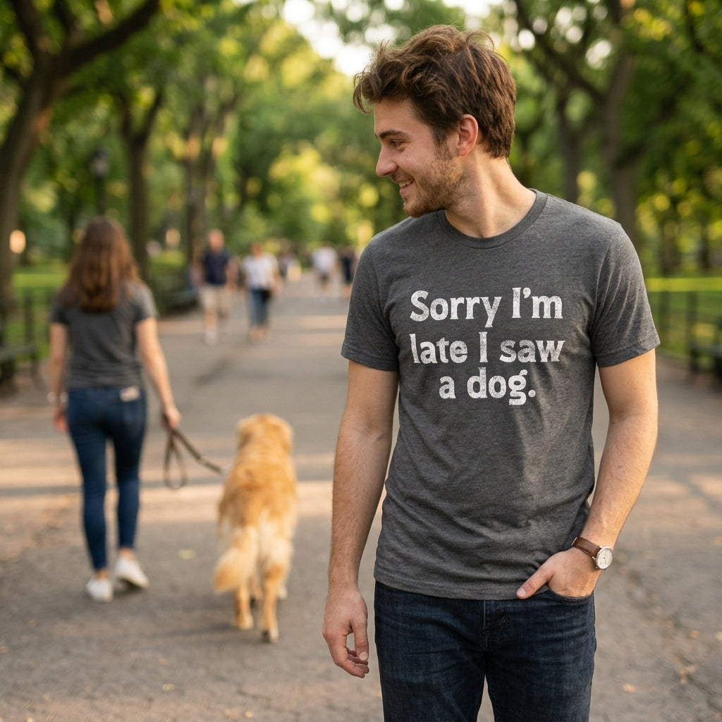 Sorry Im Late I Saw A Dog Men's T Shirt product image 2