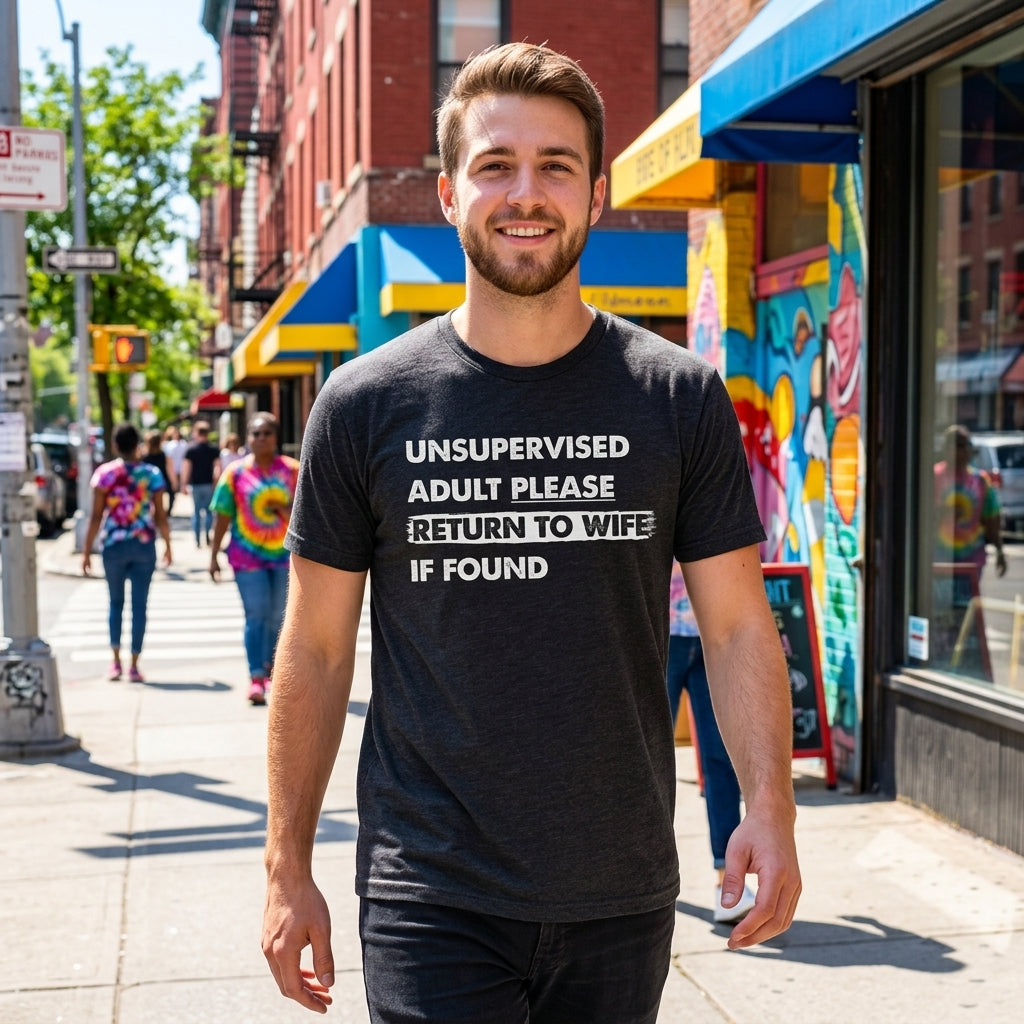 Unsupervised Adult Please Return To Wife If Found Men's T product image 4