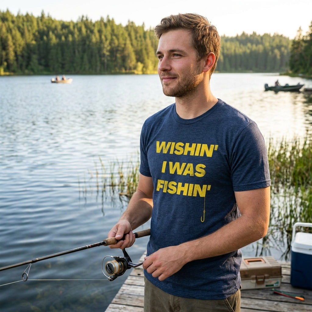 Wishin I Was Fishin Men's T Shirt product image 2