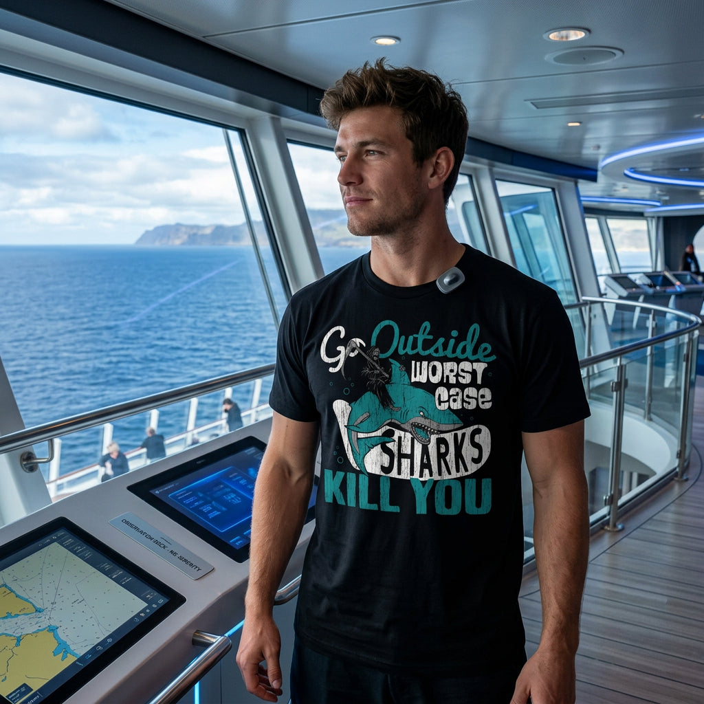 Go Outside Worst Case Sharks Kill You Men's T Shirt product image 2