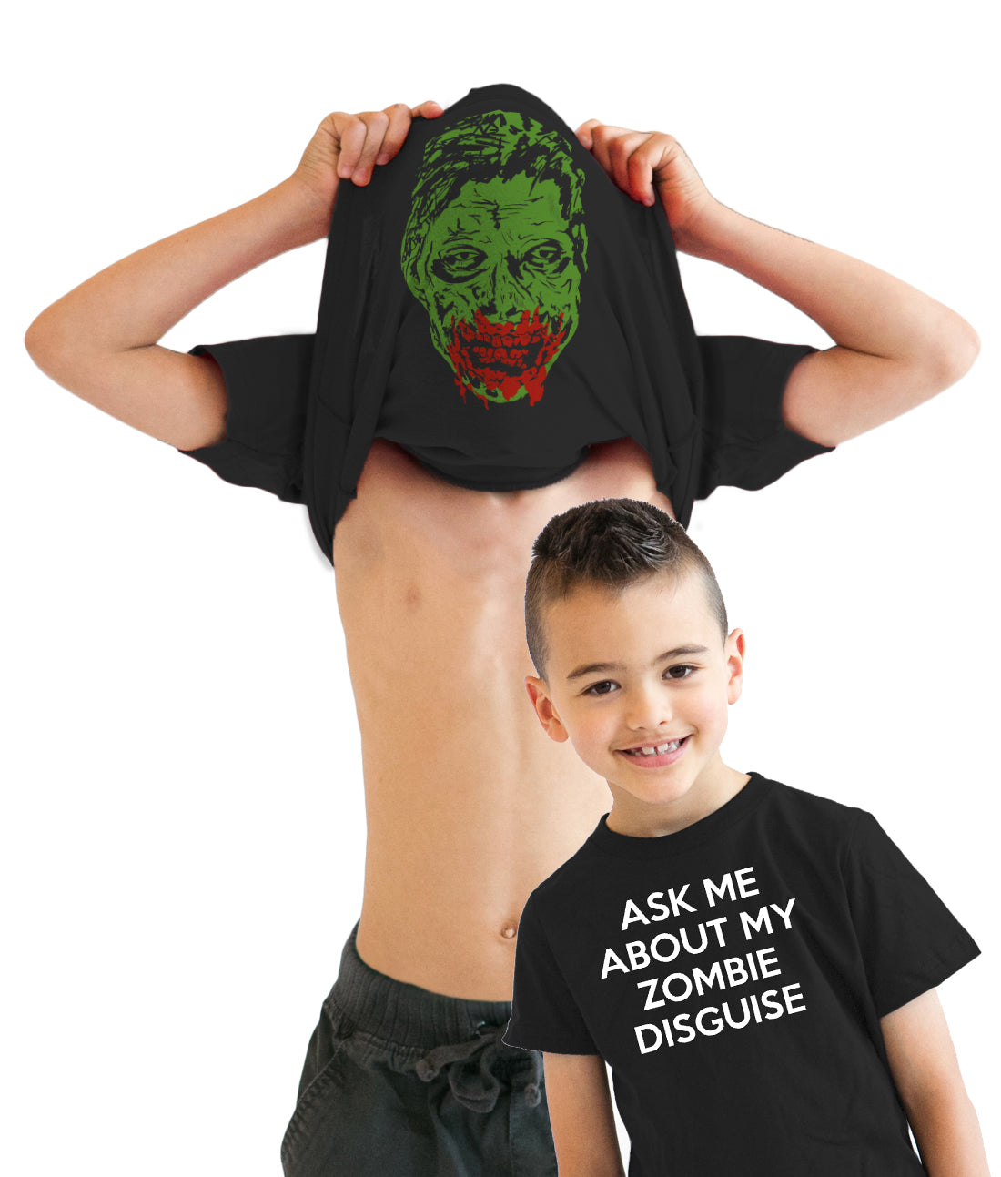 Ask Me About My Zombie Disguise Flip Youth T Shirt product image 6